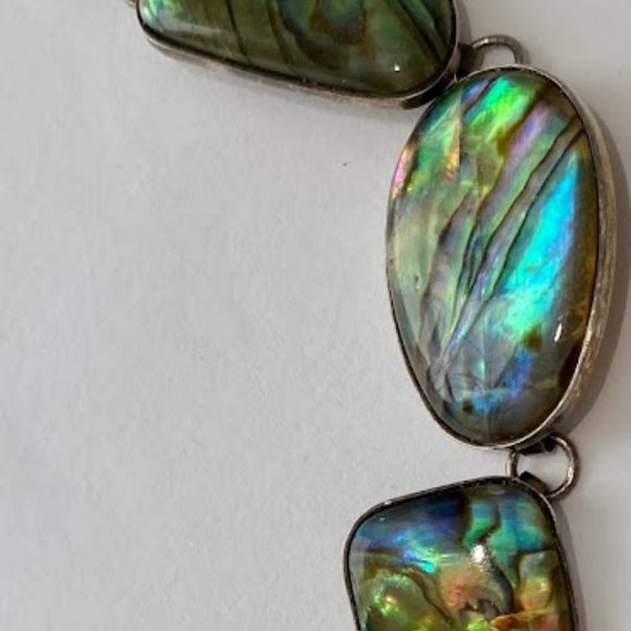 Vintage Sterling Silver Toggle Abalone Bracelet - Picture 14 of 14